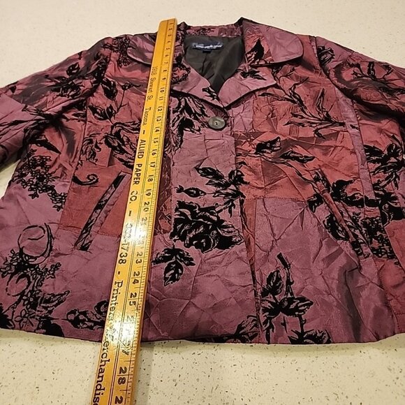 Susan Graver Womens size XL Crinkle Iridescent Patchwork Jacket A93378 Purple - Picture 7 of 8